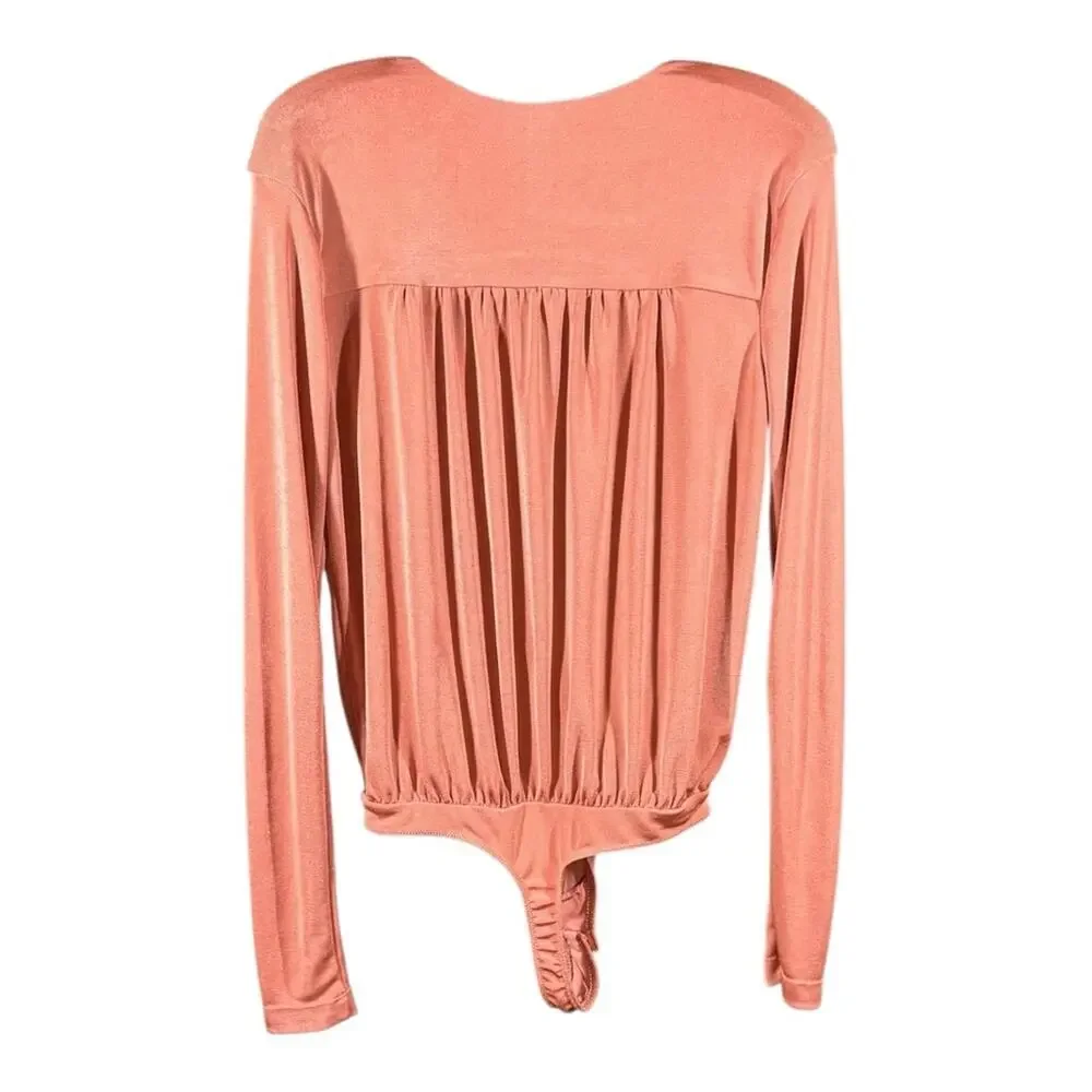 Free People Turnt Draped Classy Sexy Bodysuit In Ginger Spice